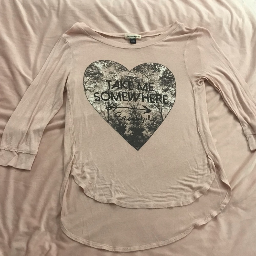 light pink long sleeve logo top